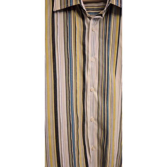 Kenneth Cole NY Size Large Men Dress Shirt Button Down Turquoise Yellow Gray EUC - Picture 4 of 4